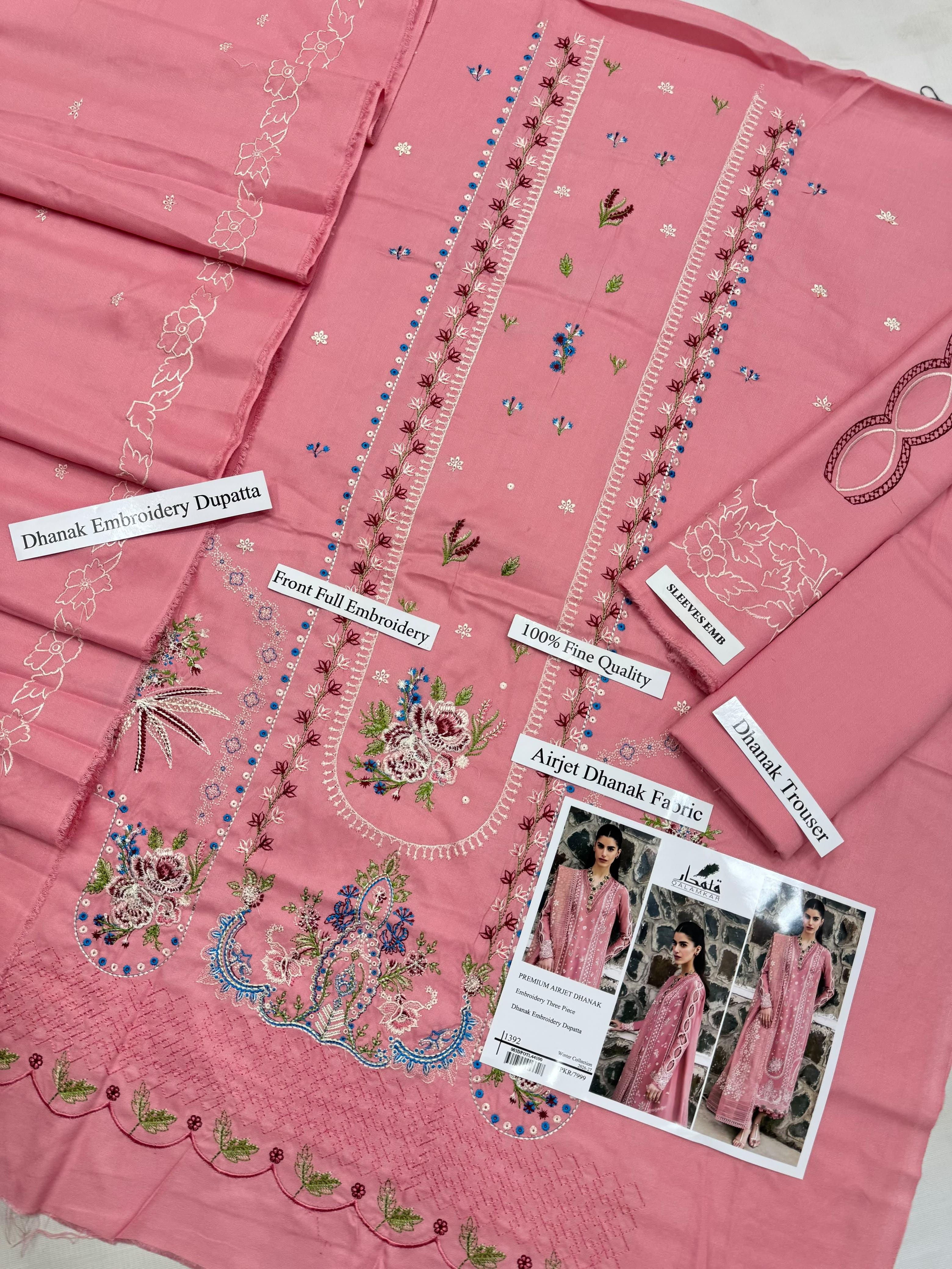 Premium Airjet Dhanak with Embroidery Dhanak Collection 2026