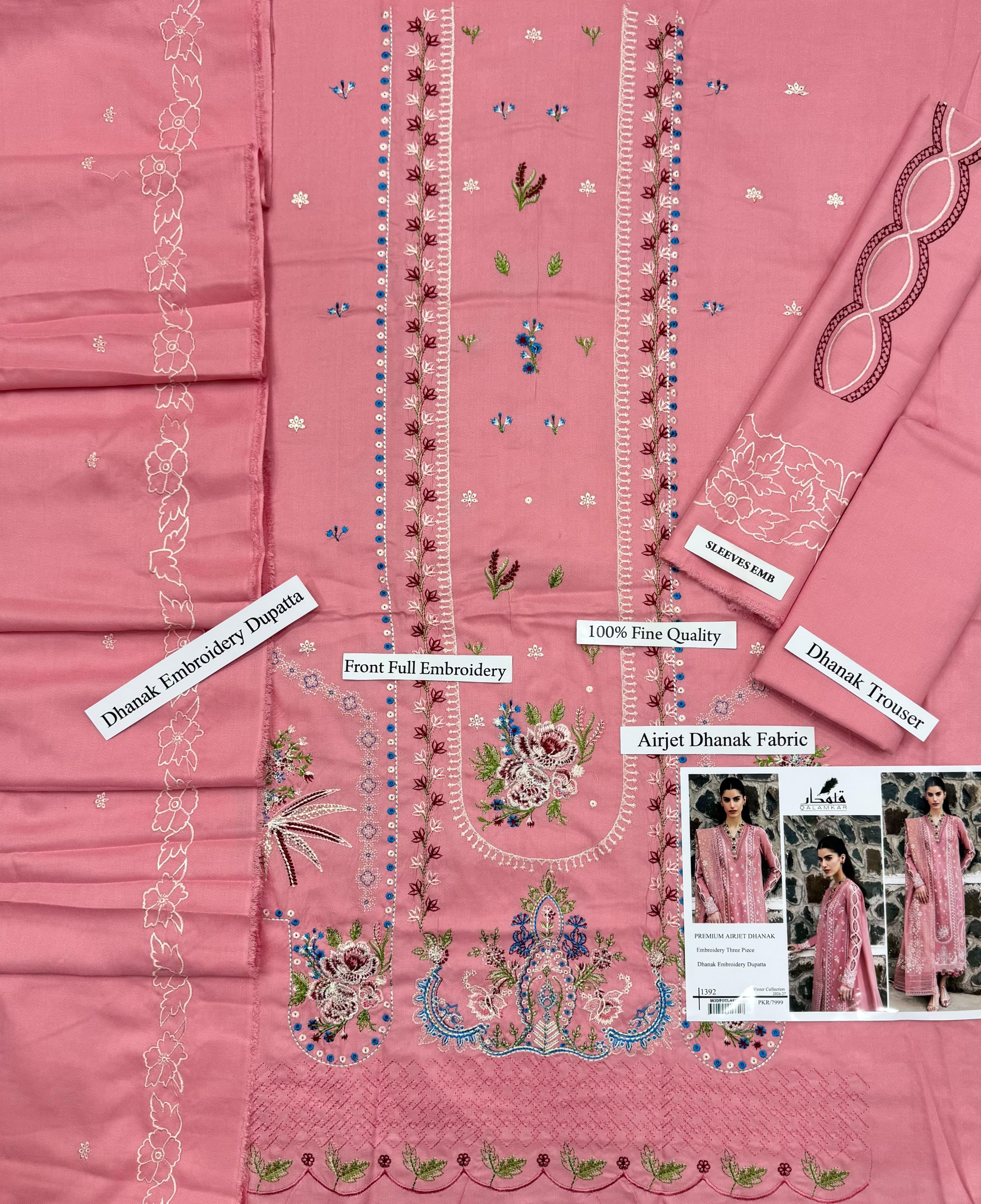 Premium Airjet Dhanak with Embroidery Dhanak Collection 2026