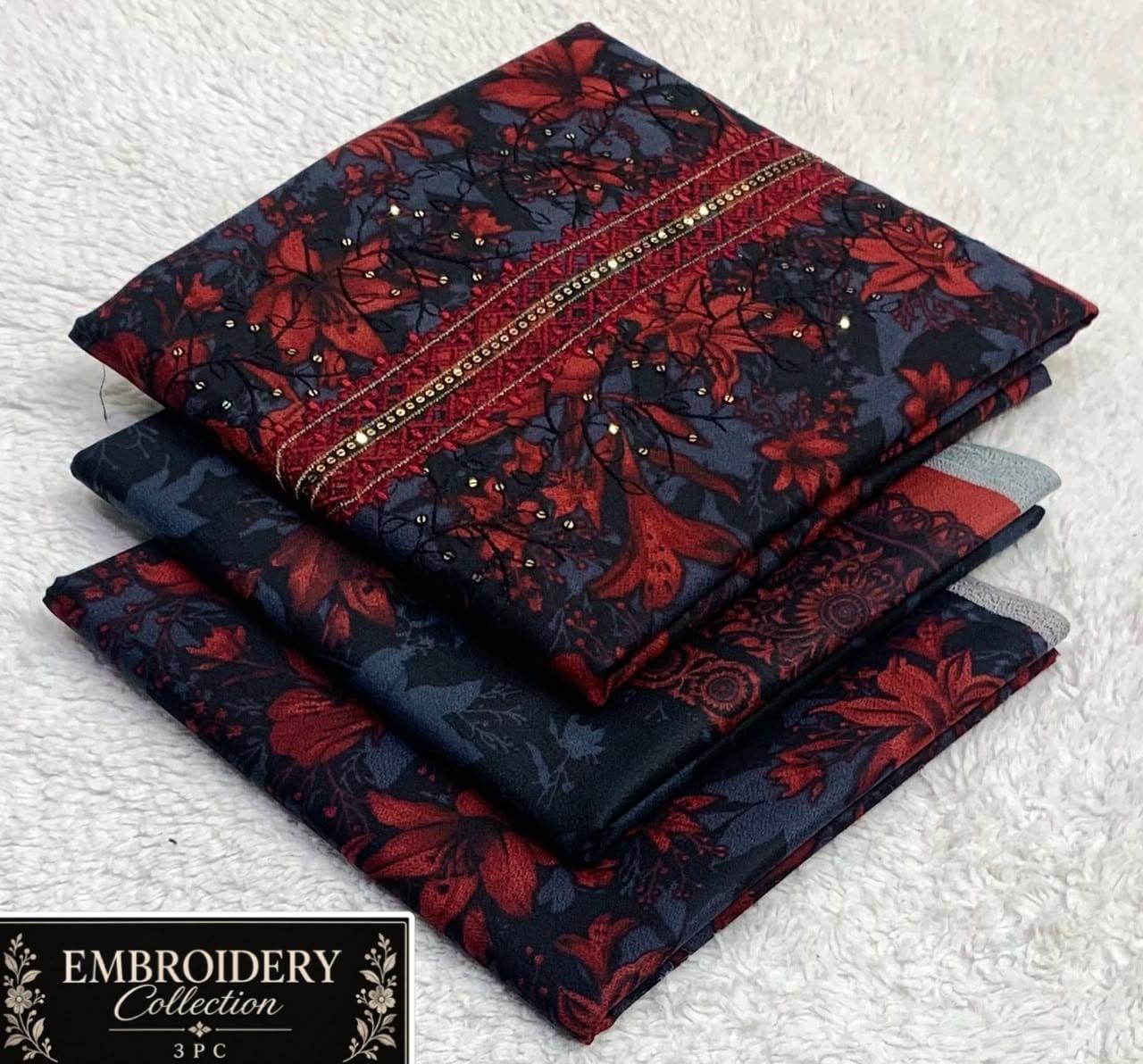 Maria•B Dhank neck Embroidery 3pc 
