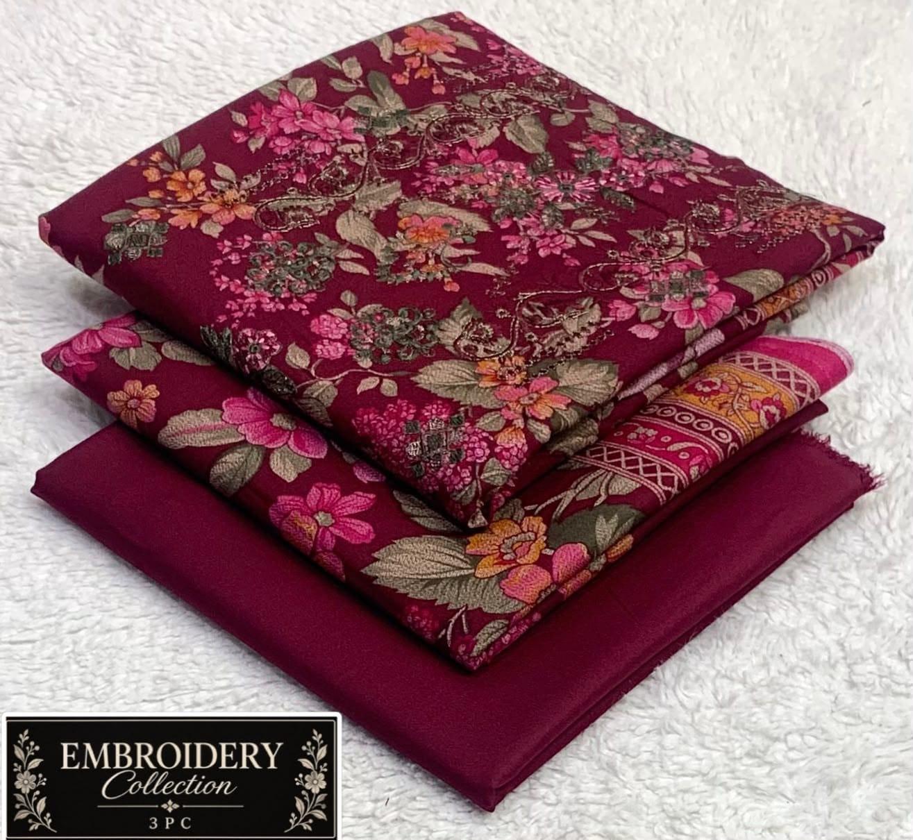 Maria•B Dhank neck Embroidery 3pc 