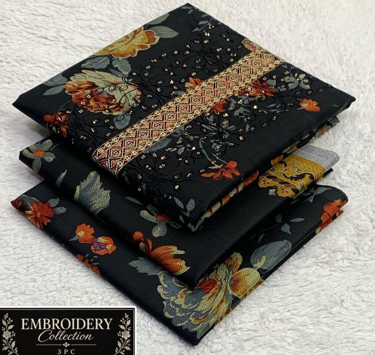 Maria•B Dhank neck Embroidery 3pc 