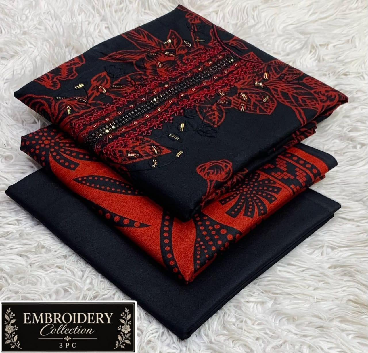 Maria•B Dhank neck Embroidery 3pc 
