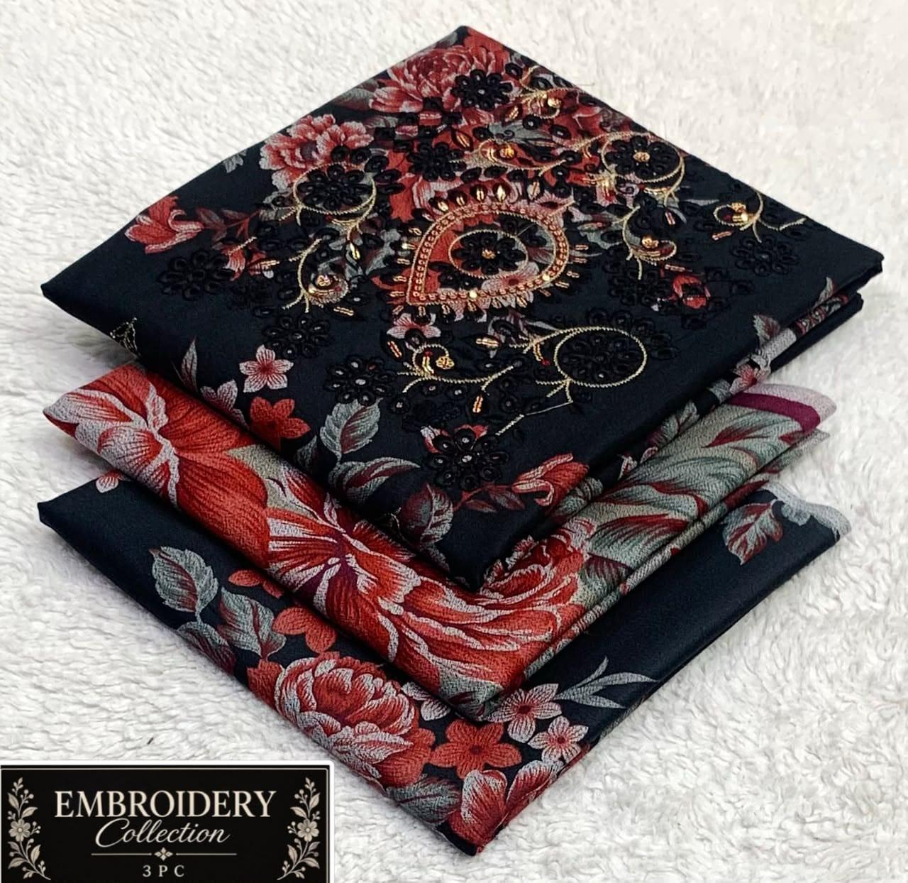 Maria•B Dhank neck Embroidery 3pc 
