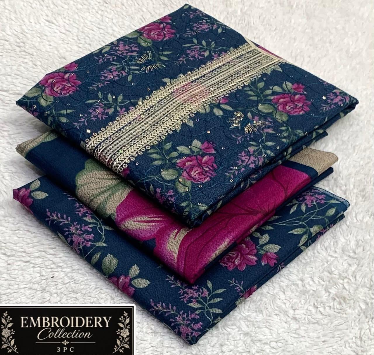 Maria•B Dhank neck Embroidery 3pc 