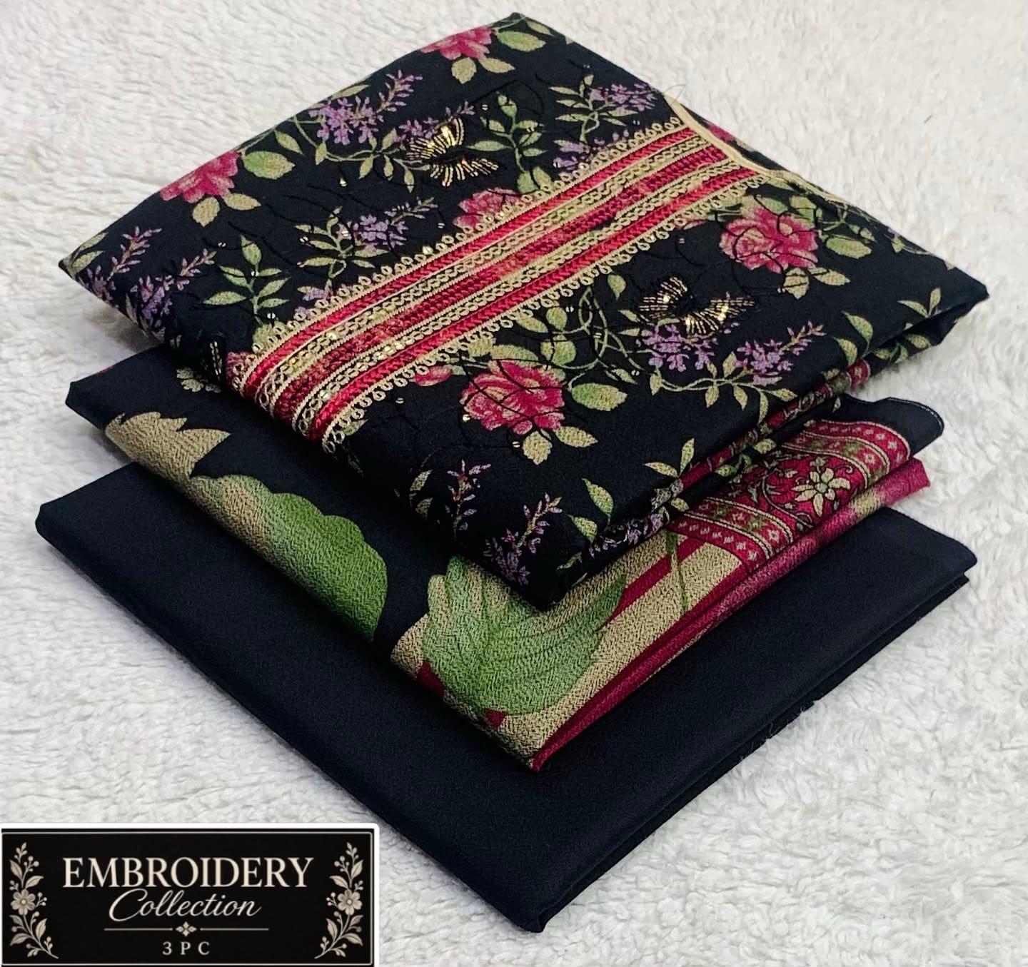 Maria•B Dhank neck Embroidery 3pc 