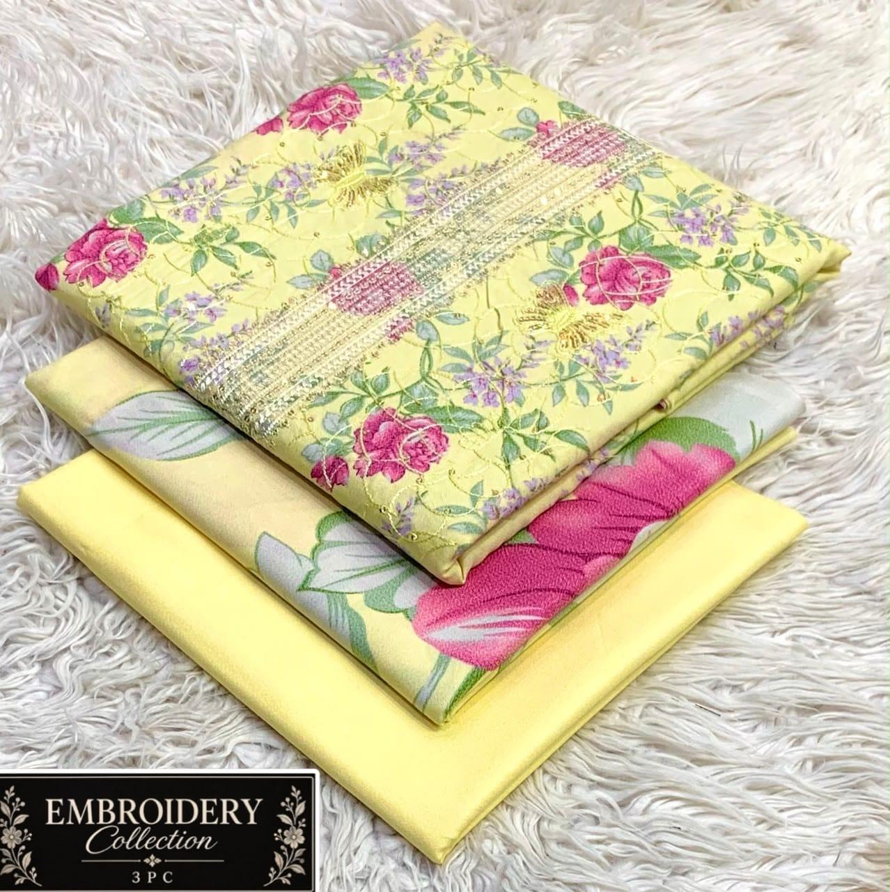 Maria•B Dhank neck Embroidery 3pc 