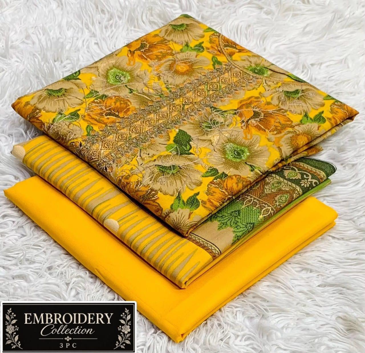 Maria•B Dhank neck Embroidery 3pc 
