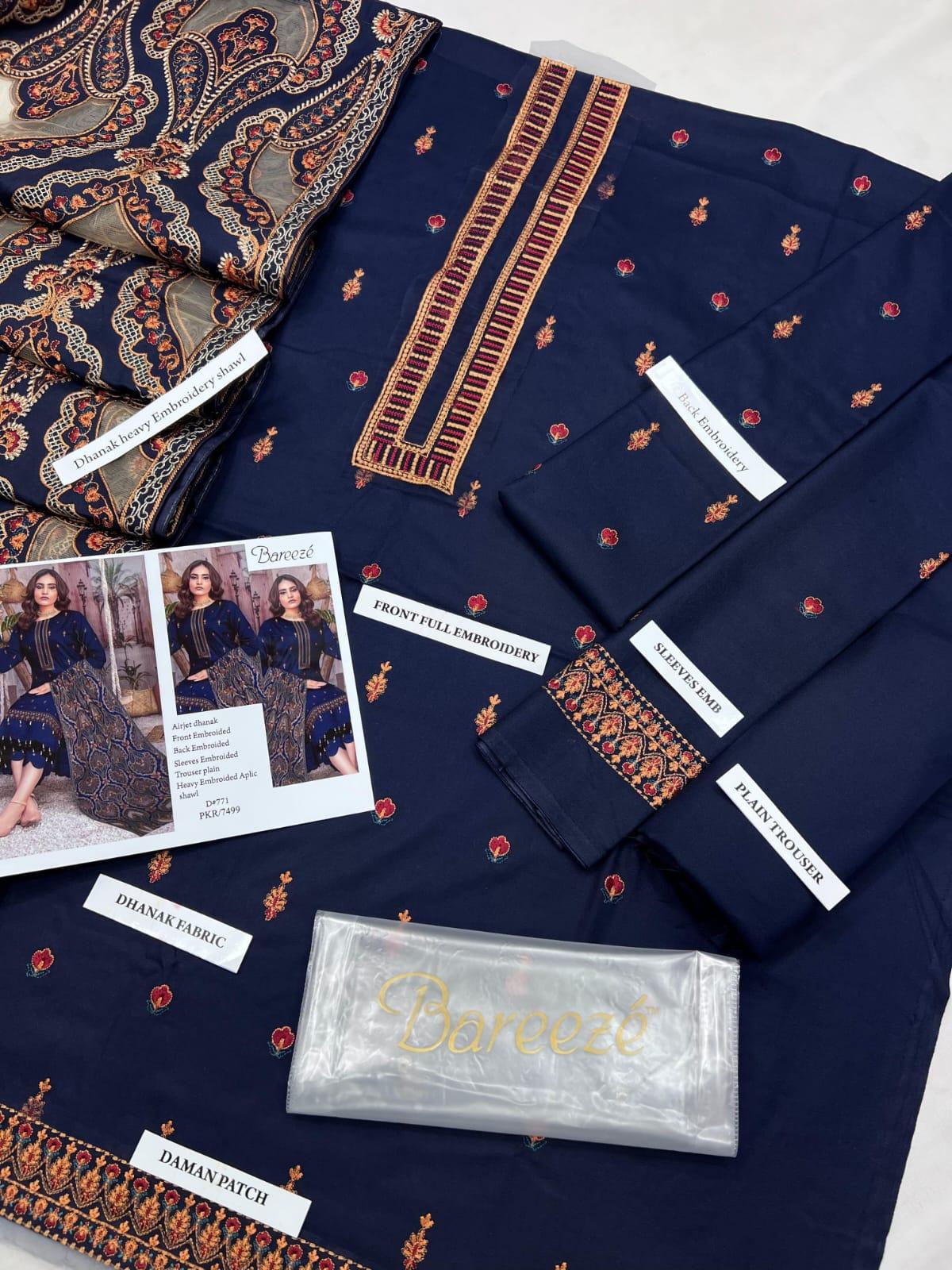 Bareeze with full heavy aplic shawl 