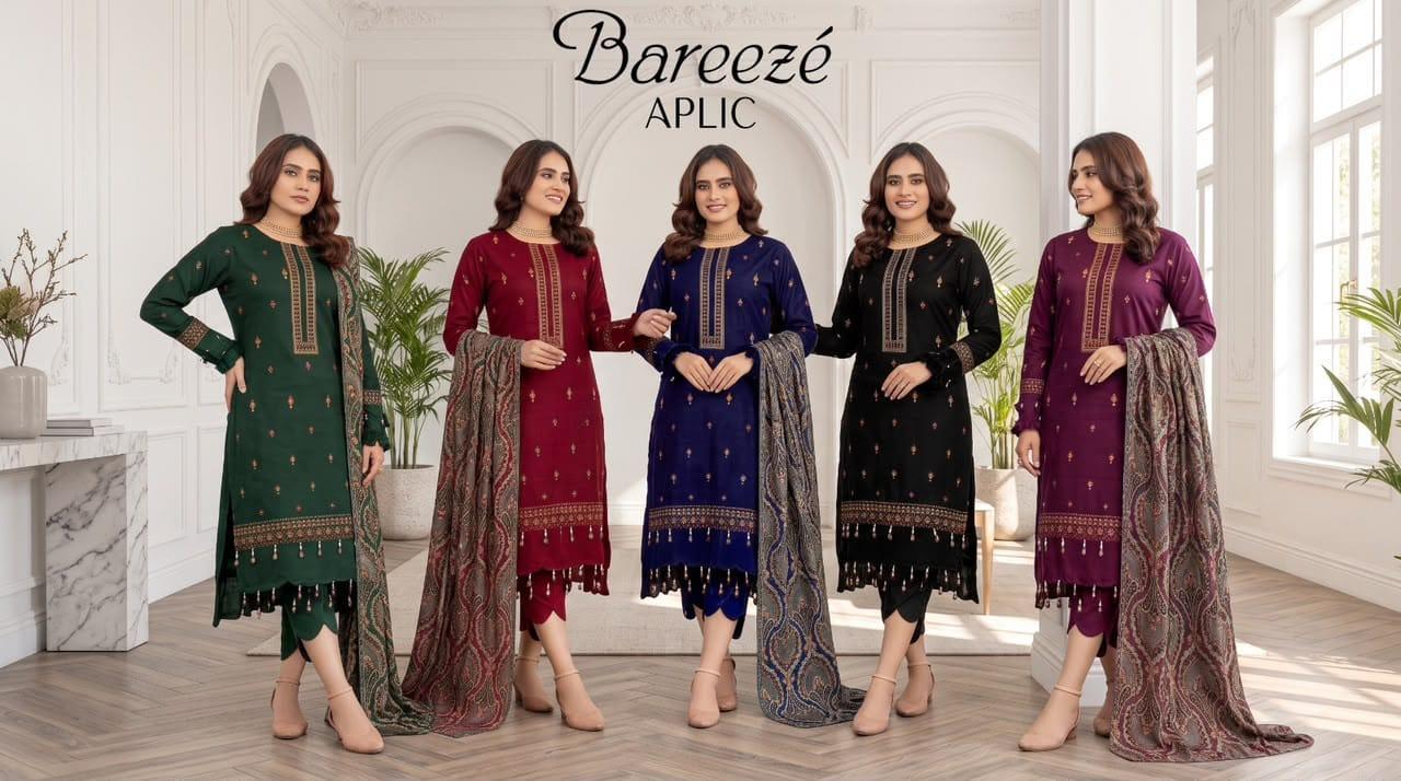 Bareeze with full heavy aplic shawl 